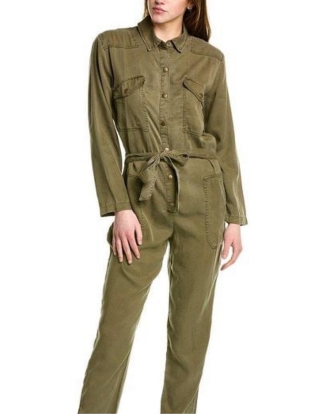 Young Fabulous & Broke Golly Tencel Jumpsuit Olive Green Military Size XS